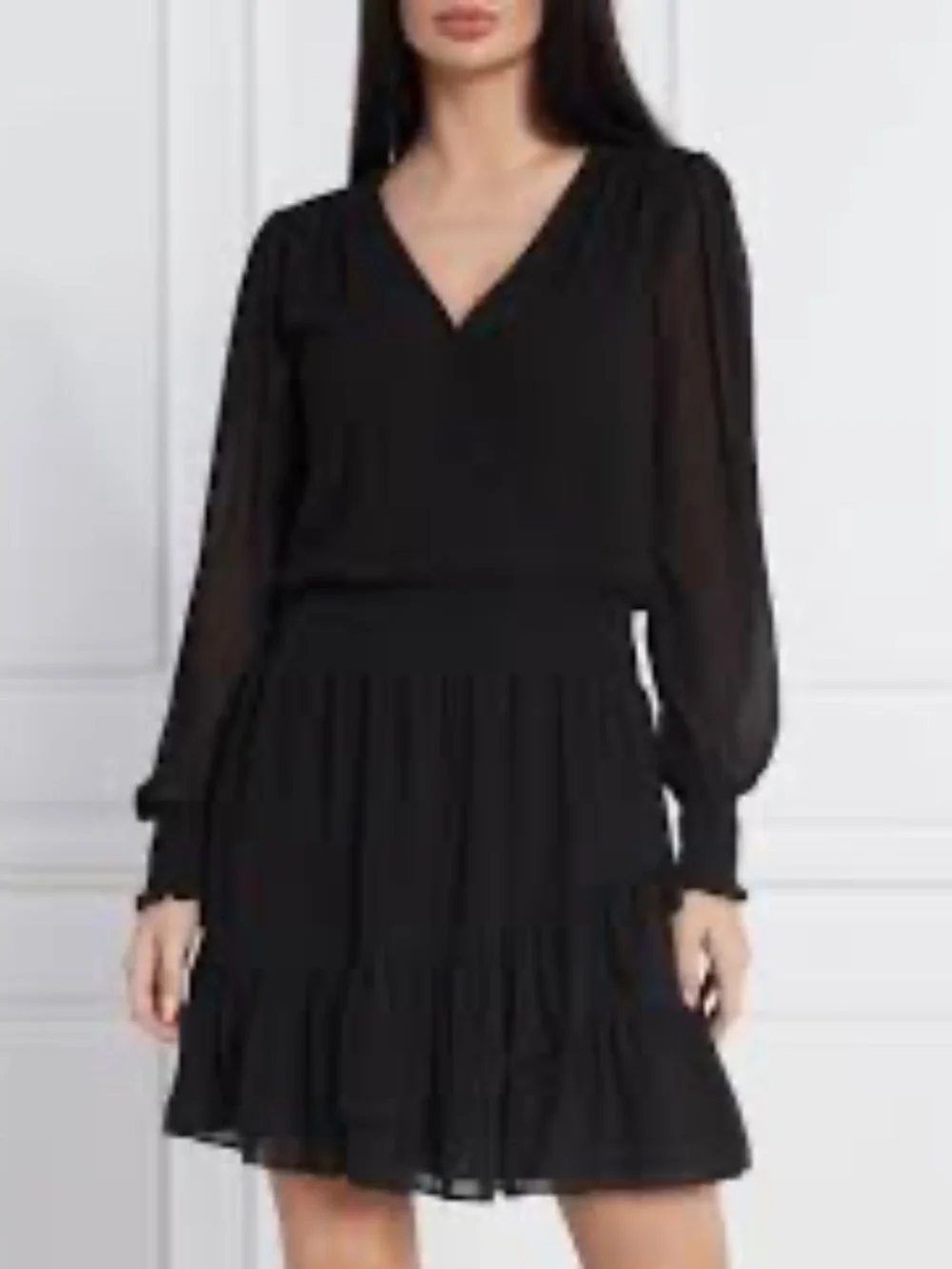 MICHAEL KORS* Smocked-Waist Solid Ruffle Dress